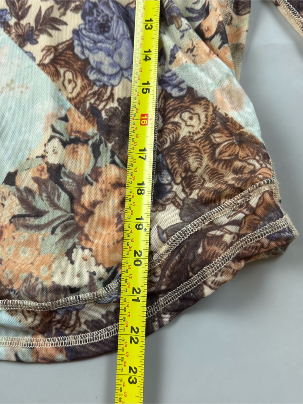 Free People Betty’s Garden Mesh Long Sleeve Floral Top Brown Womens Large Y2K - Picture 9 of 10